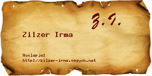 Zilzer Irma névjegykártya